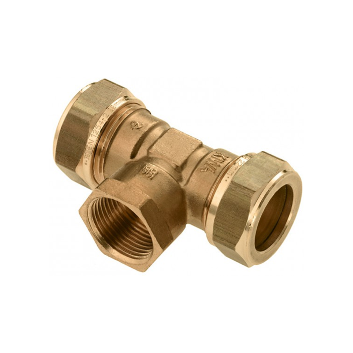 Bonfix messing T-stuk 90º 2 x knel x binnendraad