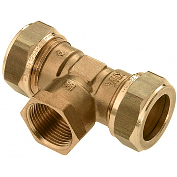 Bonfix messing T-stuk 90º 2 x knel x binnendraad